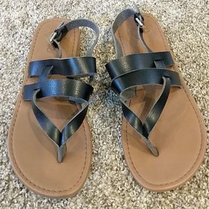 Black Thong Sandals by Report